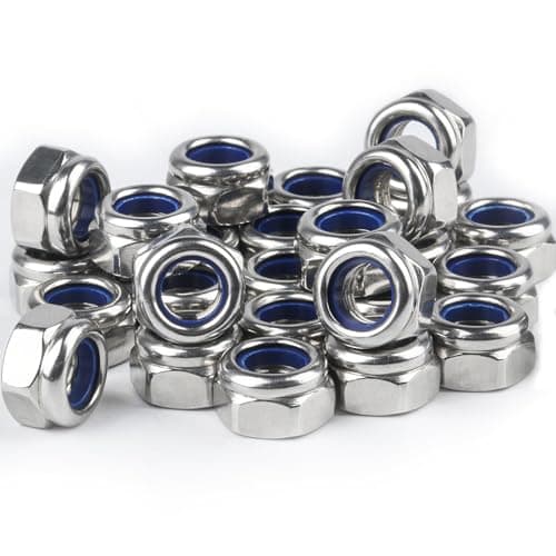 Image of M8 Nylock Hex Nuts - A2 V2A Stainless Steel Self-Locking Hexagon for Bolts and Screws - DIN 985 Locknut Assortment (45 Pcs)