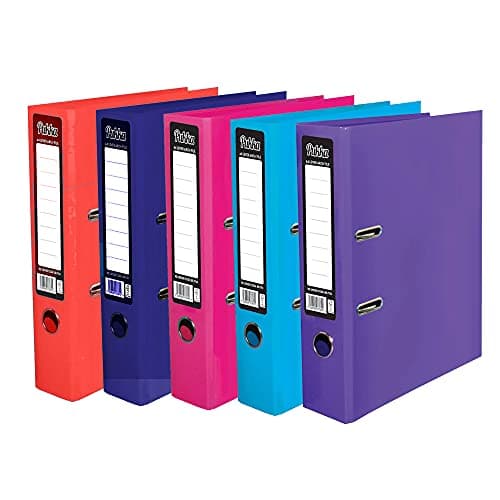Image of 5 x Pukka A4 Glossy 2-Ring Lever Arch Files School Work Office 75mm Spine File Organiser (Assorted)