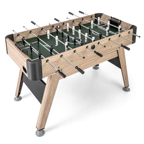 Image of GYMAX Football Table, 137x68cm Freestanding Foosball Table with 26 Football Players, 2 Footballs & Ergonomic Handle, 54 Inches Wooden Soccer Game for Kids Adults Game Room, Office, Party