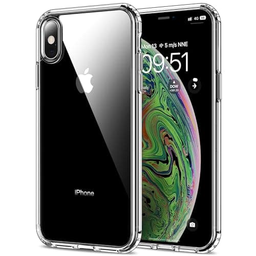 Image of HOOMIL for iPhone XS Max Case Clear [Anti-Yellowing] Anti-Scratch Transparent Hard Back and Soft Edge [Military Grade Drop Protection] Shockproof Phone Cover - Crystal Clear