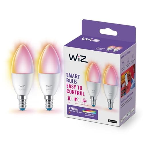 Image of WiZ Smart Bulb, E14 Colour, Smart Dimming LED, Connected WiFi Works with Alexa, Google Assistant & HomeKit, App Control for Home Indoor Lighting, Livingroom, Bedroom, Dining Room, Energy Monitoring