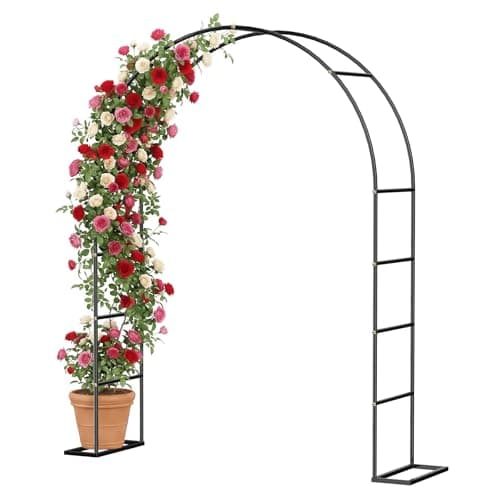 Image of Forever Speed Metal Rose Arch Trellis Steel Frame Garden Arch, Flower Arch with Base,Garden Decoration and Embellishment Climber Weatherproof 230 x 180 x 38 cm