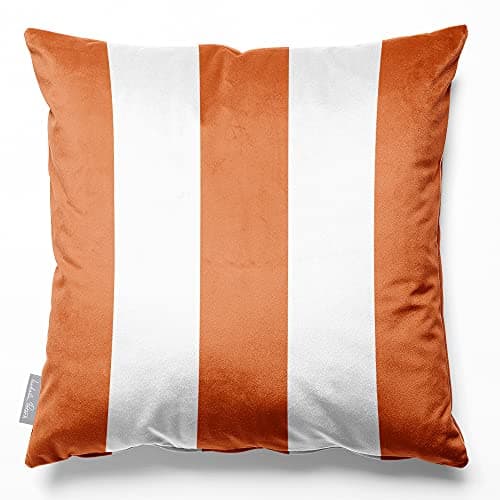 Image of Izabela Peters Cushions With Covers Included, Filled Cushion, Eco-Friendly Velvet Cushions, 45 cm, 3 Stripes - Burnt Orange, Chair Cushions, Sofa Cushions, Seat Cushions, Large Cushions