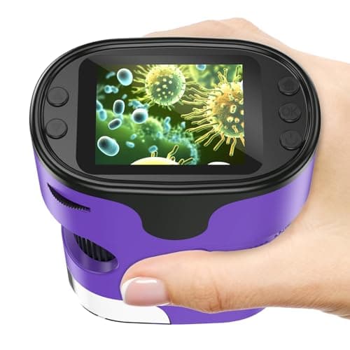 Image of 1000X Handheld Digital Microscope for Kids - 4K 2.0" Screen, Rechargeable Mini Labster Portable Pocket Scope, Includes Slides Kit - Science Gadget Edu Gift for Children Ages 4-12 (Purple)