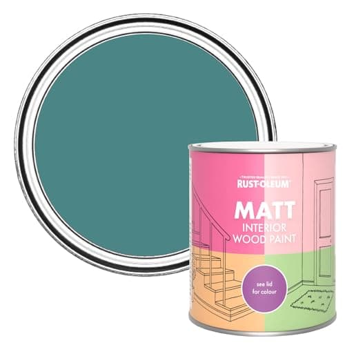 Image of Rust-Oleum Green Interior Wood Paint in Matt Finish - Peacock Suit 750ml