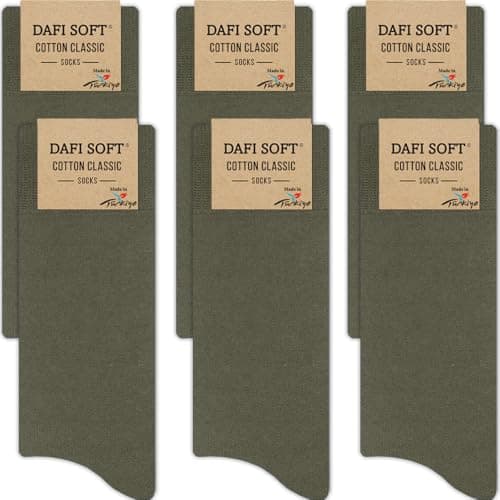 Image of Dafi soft 6 Pairs Men's Cotton Socks, Comfortable, Made in Turkey (UK 9-12, Olive Green)