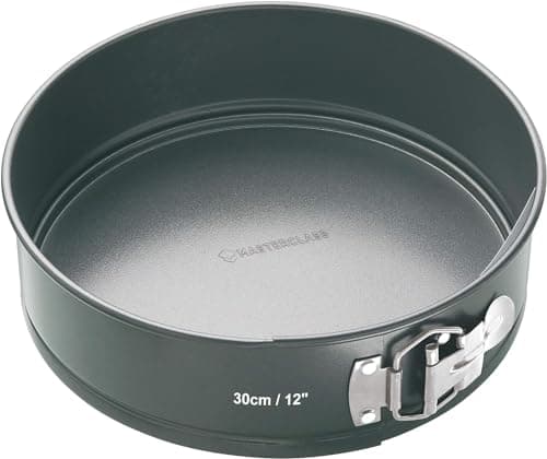 Image of MasterClass KCMCHB45 30 cm Springform Cake Tin with Loose Base and PFOA Non Stick, Robust 1 mm Carbon Steel, 12 Inch Extra Large Round Pan, Grey