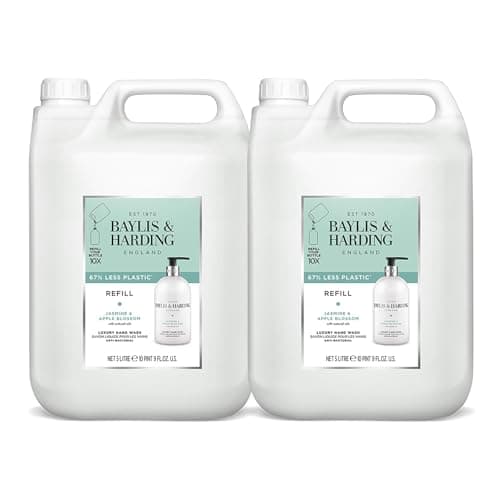 Image of Baylis & Harding Jasmine & Apple Blossom Anti-Bacterial Hand Wash 5 Litre Refill (Pack of 2 - Total 10 Litres) - Vegan Friendly