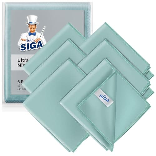Image of MR.SIGA Ultra Fine Microfiber Cloths for Glass, Pack of 6, 35 x 40 cm 13.7" x 15.7"