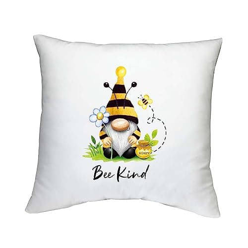 Image of Shopagift Bee Kind Cushion Cover Garden Gonk Gnome Bumblebee Gift Bedroom Lounge Accessory - 40cm x 40cm