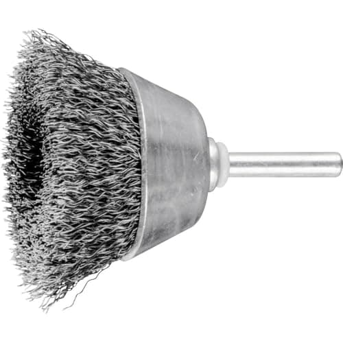 Image of PFERD 43298011 Cup Brush Untwisted TBU, Diameter 50 mm, Shaft Diameter 6 mm, Steel Wire Diameter 0.30, for Straight Grinders, Drills, Bending Shafts