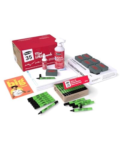 Image of Show-me - Mini Whiteboards A4 Bulk Box | 35 Small Portable Whiteboards with Markers & Erasers | Double-Sided SurfaceShield Technology with 2-Year Surface Guarantee
