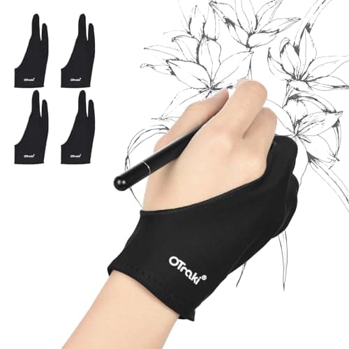 Image of OTraki Artist Glove Anti-fouling Digital Draw Glove 4 Pack High-elastic Lycra Fiber Two Finger Gloves Free Size for Graphics Drawing, Tablet, Pad and Art Creation for Right Hand or Left Hand