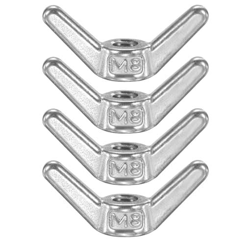 Image of PATIKIL Wing Nuts, 4 Pcs M8 x 1.25 304 Stainless Steel Wing Nuts Fasteners Parts Metric Thread for Repair Install House Furniture Boat, Silver