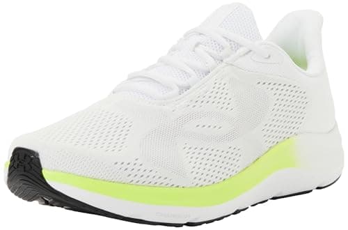 Image of Under Armour Men's Charged Pursuit 4 Big Logo, Breathable and Lightweight Running Shoes, Durable Men's Trainers with Traction Sole,White / High Vis Yellow / Halo Gray,8.5
