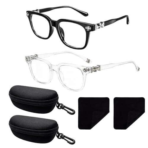 Image of KxrTpx Blue Light Blocking Eyewear Set, Fashion Glasses with Clear Lenses, Six-Piece Eyewear Collection with Protective Case and Cloth, Professional Accessories for Urban Lifestyle