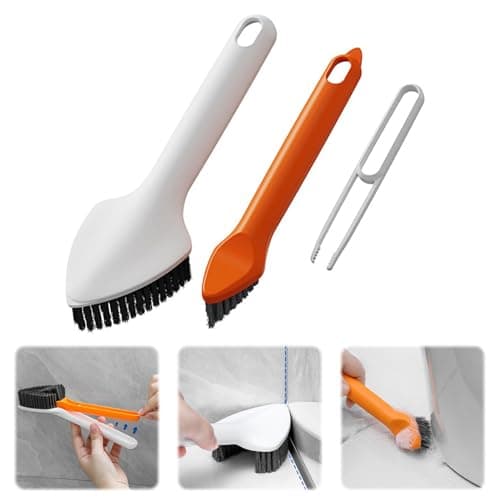 Image of Ellxen 3 in 1 Multifunctional Cleaning Brush,Hard Bristle Crevice Cleaning Brush,Long Handle Crevice Brushes for Household Use,Cleaning Tile,Groove,Gap,Modern Design(White)
