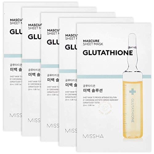 Image of MISSHA - Mascure Whitening Solution Facial Mask with Glutathione | Powerful Antioxidant | Reduces Spots and Discoloration | Evens Skin Tone, 1 Unit