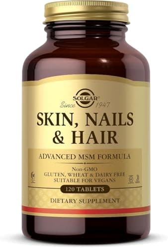 Image of Solgar Skin, Nails and Hair, Improved MSM Formula, To Help Build Collagen With Vitamin C, Vegan, Light Brown, Pack of 120, 310 g