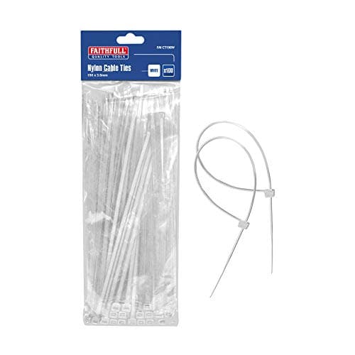 Image of Faithfull CT150W Cable Ties 150 x 3.6mm (Pack of 100) - White