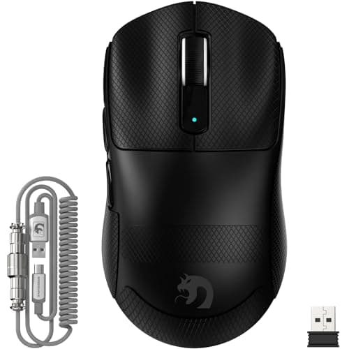 Image of MAMBASNAKE M3 39g SUPERLIGHT Wireless Gaming Mouse with Coiled Mouse Cable, PixArt PAW3395PRO Sensor, Up to 40000 DPI, BT/2.4G Wireless/Wired, 200Hrs Battery, Dual Driver, for PC/Xbox/PS/Mac (Black)