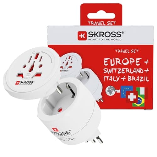 Image of SKROSS Combo World Travel Adapter, Switzerland, Italy & Brazil, Universal Plug for Over 150 Countries, Swiss Engineered, Compact & Safe for Laptops, Cameras, and Electronics
