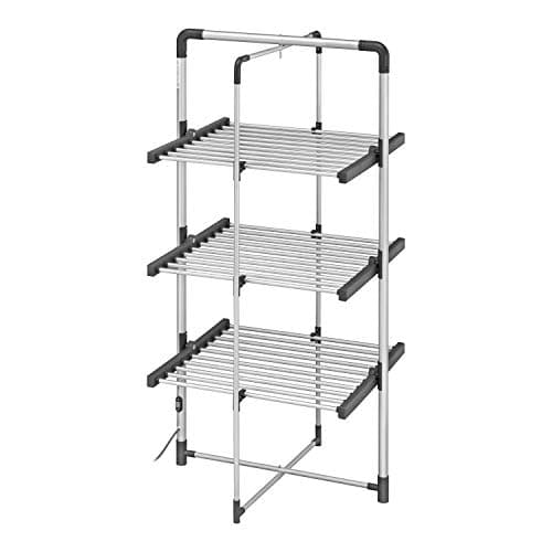 Image of BLACK+DECKER 63099 3-Tier Heated Clothes Airer Aluminium, Cool Grey, 140cm x 73cm x 68cm