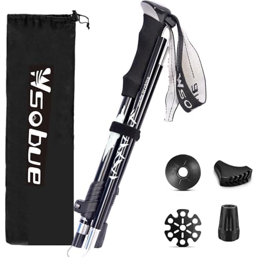 Image of Trekking Pole, Collapsible Walking Hiking Stick for Men Women, Ultralight Aluminum Ski Pole with EVA Grip