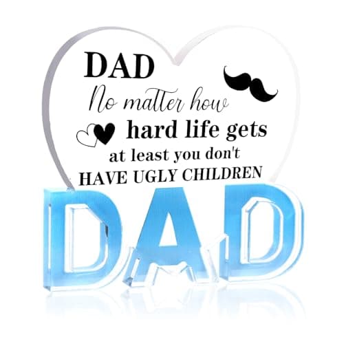Image of Dad Gifts，Acrylic Heart Plaque Gifts For Dad Transparent Heart-Shaped Medal as A Birthday Gift for Dad, New Year Gifts, Father's Day Gifts (D)