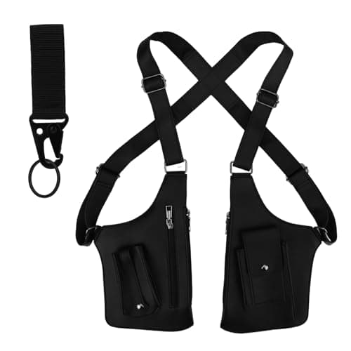 Image of Double Shoulder Armpit Bag, Hidden Underarm Strap Wallet with Carabiner & Adjustable Strap Anti-Theft Underarm Shoulder Holster Bag for Unisex Phone Keys ID Card Bluetooth Headset (Black)