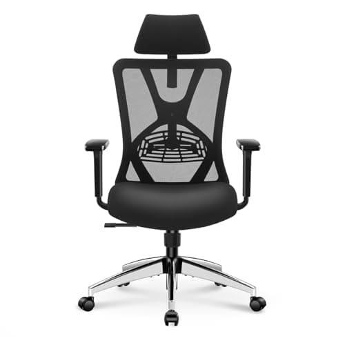 Image of Ticova Ergonomic Office Chair - High Back Desk Chair with Adjustable Lumbar Support, Headrest & 3D Armrest - 130°Rocking Mesh Computer Chair