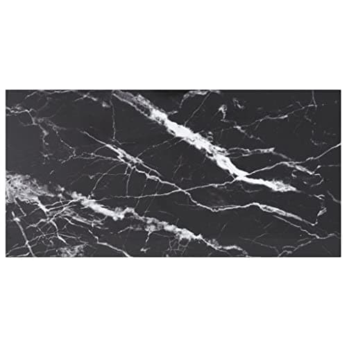 Image of vidaXL Black Marble Design Rectangular Tempered Glass Dining/Coffee Table Top - Stylish and Durable