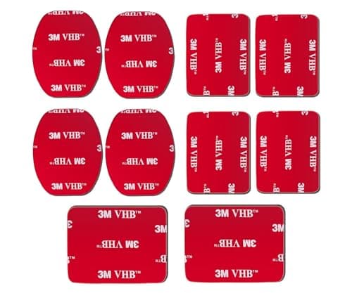 Image of micros2u Double Sided 3M Sticky/Adhesive Pads (10 Pack) for GoPro Hero Action Camera or NextBase/Blackvue DashCam. 4 x Flat, 6 x Curved.