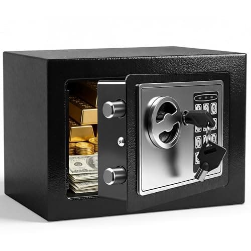 Image of Rivlox Home Digital Safe Box 6.6L, Electronic Security Lock Box with Code Keys, 23x17x17cm Small Money Cash Safes, Fire Resistant Home Security Safe For Office Cash Jewellery And Documents