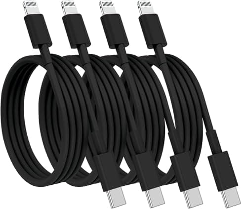 Image of (4pack 2M) USB C to Lightning Cable Apple MFi Certified,iPhone Fast Charger Cable USB-C Charging Cord for iPhone 14/13/12/14 Pro Max/12 Mini/11/11PRO/XS/Max/XR/X/8Plus/iPad-Black