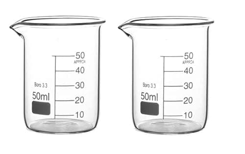Image of Rocwing Boro 3.3 Glass Graduated Measuring Beaker for Lab or Kitchen (2x50ml)