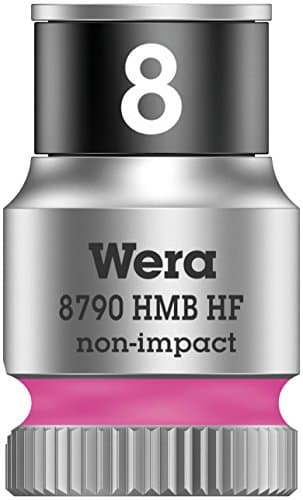 Image of Wera 05003742001 8790 Hmb Holding Function Zyklop Socket Drive, Bright Pink, 3/8-Inch x 29 mm, Size 8