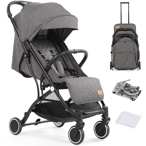 Image of Hello-5ive Baby Stroller, Lightweight Compact Foldable Baby Pushchair with Rain Cover, Mosquito Net, Five-Point Harness, Adjustable Seat, Travel Buggy Pram from Birth 0-3 Years (Dark Grey)