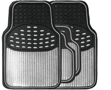 Image of Streetwize SWUXM6 Revelation Mat Set Metallic Anti-Slip Car Mats - Heavy Duty, All Weather - Car Interior Accessory (Silver)