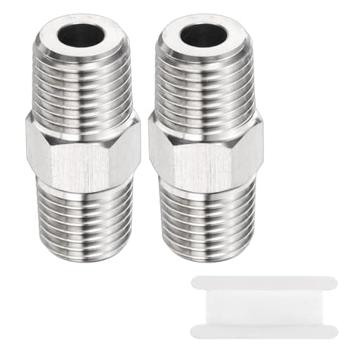 Image of sourcing map 2pcs 304 Stainless Steel Hex Nipple 1/4" NPT Male x 1/4" NPT Male Straight Thread Pipe Fitting Extension Pipe Fittings Connector Adapter for Water Oil Gas Tub