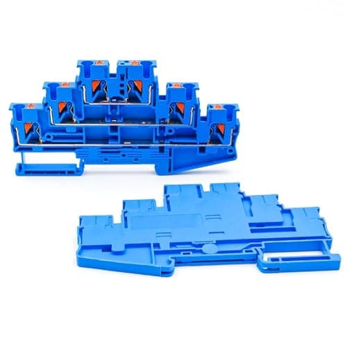 Image of 10Pcs PT 2.5-3L Three-Level Terminal Block 2.5mm² DIN Rail Compact Spring Clamp Electrical Connections(PT 2.5-3L-BLUE)