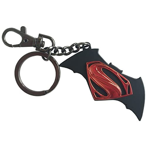 Image of The Noble Collection DC Batman V Superman Logo Key Chain - 2in (5cm) Metal Keychain - Officially Licensed Film Set Movie Props Gifts