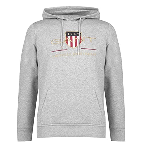 Image of GANT Men's REG Archive Shield Hoodie, Grey Melange, Standard, grey melange, L