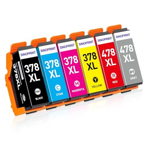 Image of SINOPRINT 378XL 478XL Ink Cartridges Compatible with Epson 378XL 478XL Multipack 378 XL 478 XL for Expression Photo HD XP-15000 XP15000, 6-Pack(Red, Grey, Black, Cyan, Magenta, Yellow)