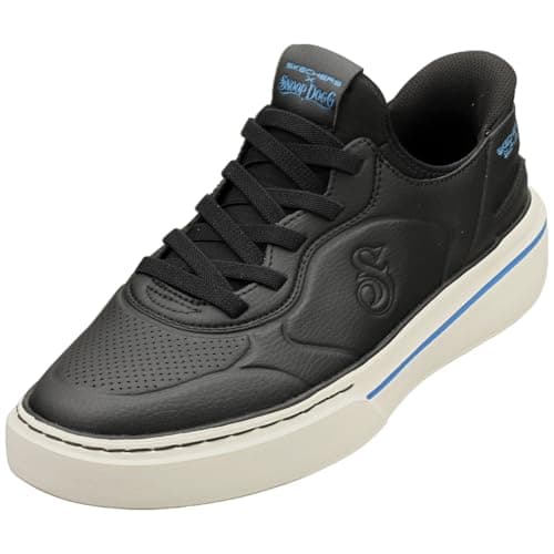 Image of Skechers Men's Snoop One Next Episode Slip-On Sneakers, Black Duraleather / Blue Trim, 10.5 UK