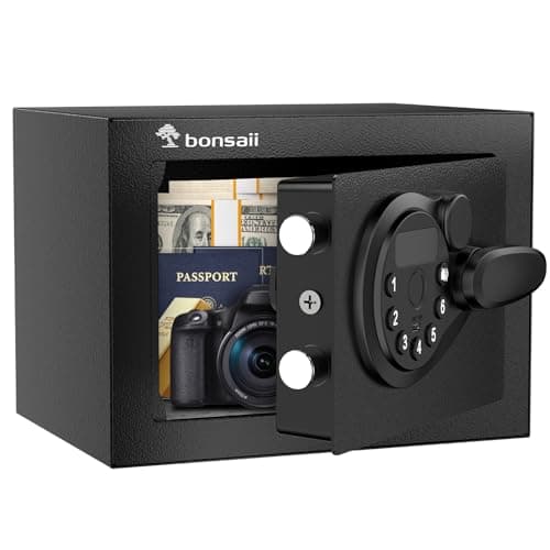 Image of Bonsaii 6.6L Safe Box, Small Safe Lock Box with Electronic Keypad for Money, Steel Construction Digital Safe, Mini Safe with 2 Keys for Home Office Hotel