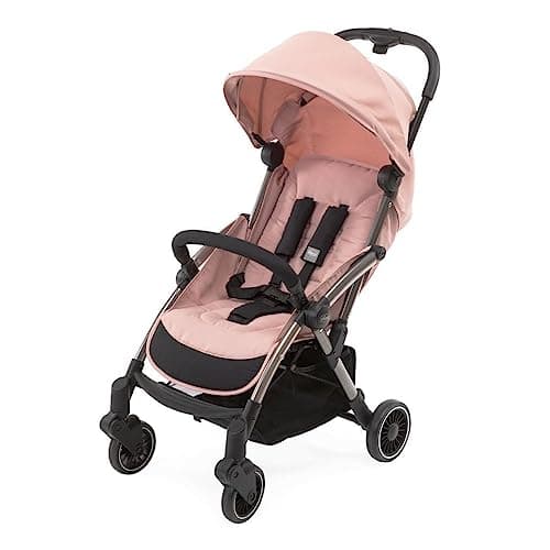 Image of Chicco Cheerio Compact Baby Dog Stroller from 0 to 15 kg, ultra-light, foldable and reclining with sleeping position, automatic closing, parasol and rain cover, Blossom, black