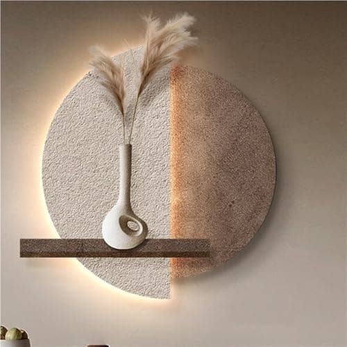 Image of Large Wall Art Decor, 3D Sandstone Painting with LED Light, Modern Design for Living Room, 23.6 x 23.6 Inches