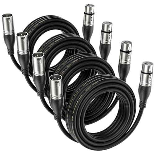 Image of EBXYA XLR Cable 5M 4 Packs - Premium Balanced Microphone Cable with 3-Pin XLR Male to Female Mic Speaker Cable, Black