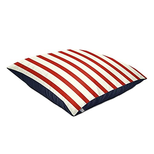 Image of rucomfy Beanbags Outdoor Adult Square Floor Cushion Bean Bag. Use in Garden as Large Cushion or Sun Lounger. Water Resistant 70 x 70cm (Red Nautical Stripe)